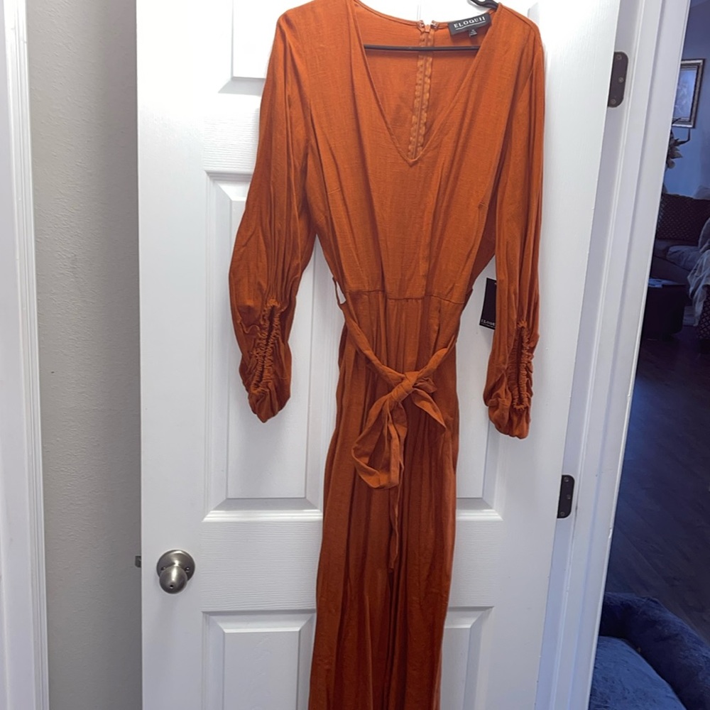 Rust Linen Jumpsuit